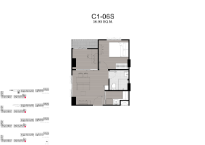 Kave Carnival Rangsit 1 Bedroom Plus multi purpose room floor plan