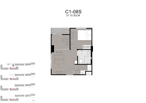 Kave Carnival Rangsit 1 Bedroom Plus multi purpose room floor plan