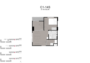 Kave Carnival Rangsit 1 Bedroom Plus multi purpose room floor plan